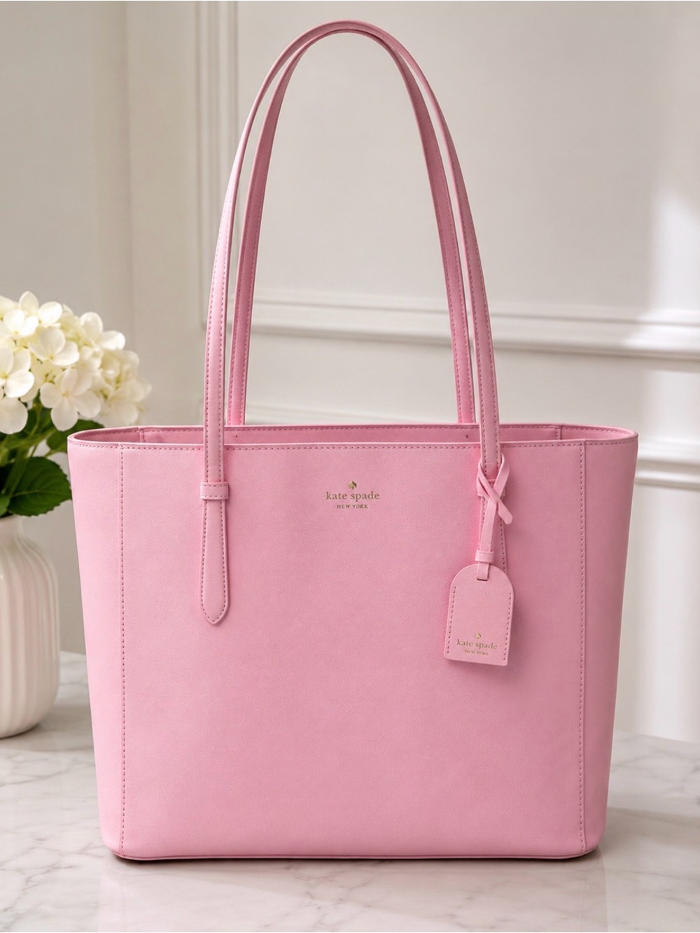 Kate Spade Pink Leather Tote Bag / Large Everyday Shoulder Bag